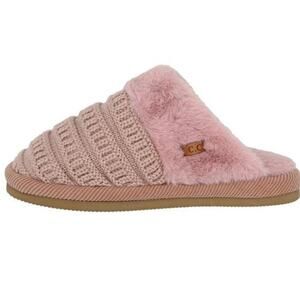 Ribbed Pattern Knitted Slippers Blush Pink M/L 8-10